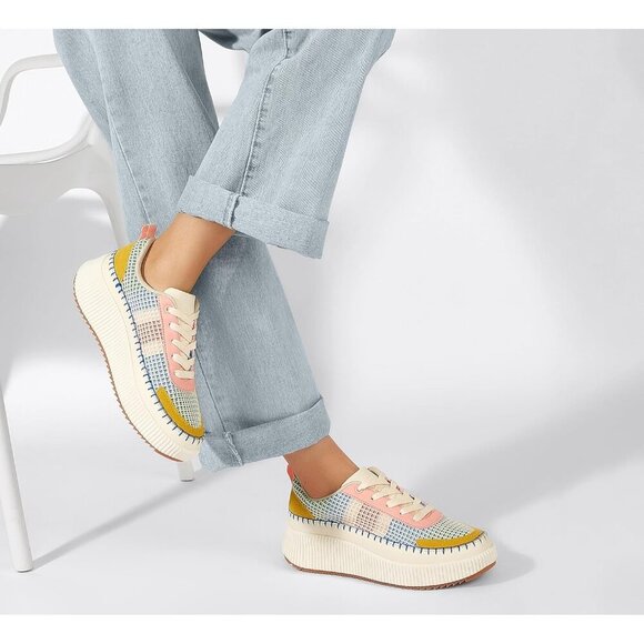 Lucky Step Women Multi Rhinestone Sparkly Chunky Retro Braided Casual Sneakers - Picture 9 of 9